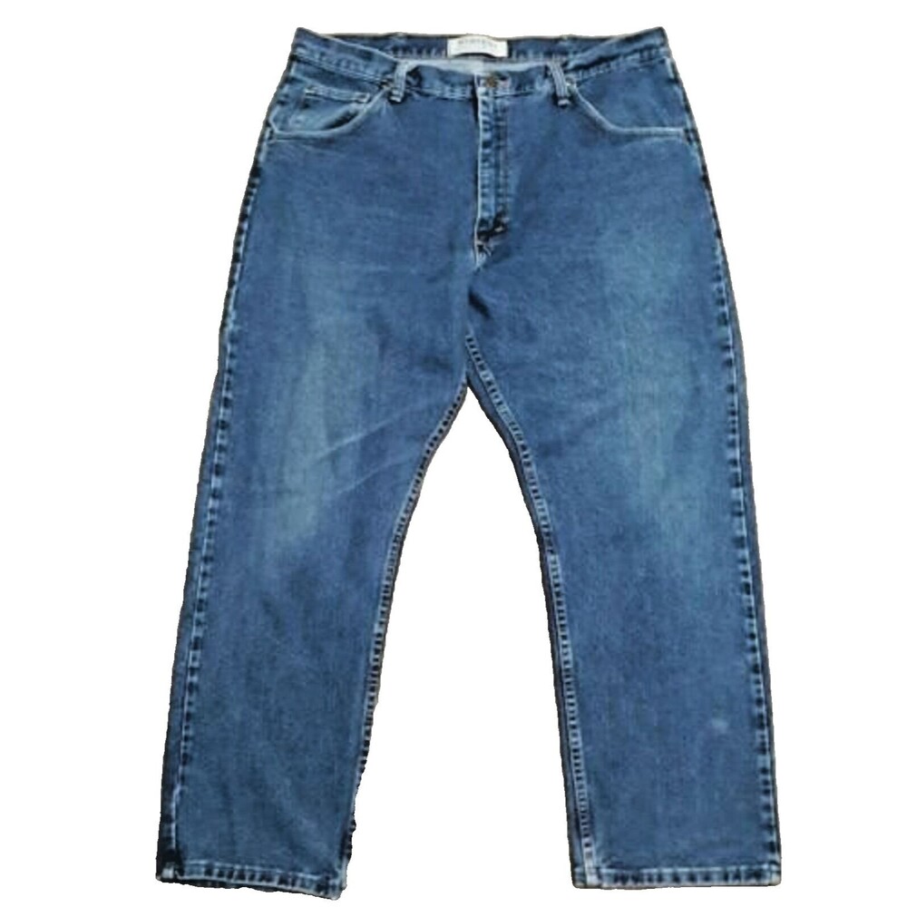 Wrangler Mens Sz 40X30 Regular Fit Premium Denim Blue Jeans